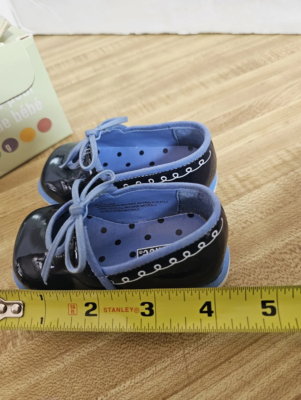 Vintage Gymboree Whale Watch Baby Shoes Navy Blue Patent Bow Crib Sz 1 Open Box